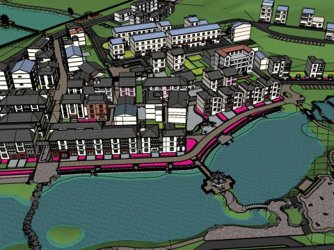Sketchup-model van landelijk landschapsontwerp 3D Model