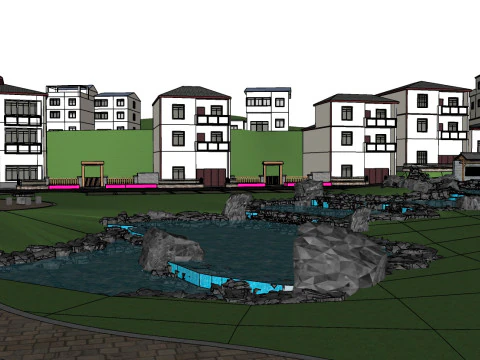 Sketchup model of rural landscape design 3D Model