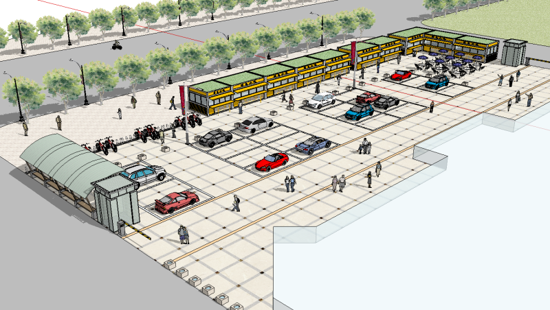 SketchUp model of small commercial square 3D Model .c4d .max .obj .3ds .fbx .stl .blend 