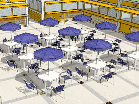 SketchUp model of small commercial square 3D Model