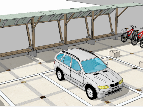 SketchUp model of small commercial square 3D Model