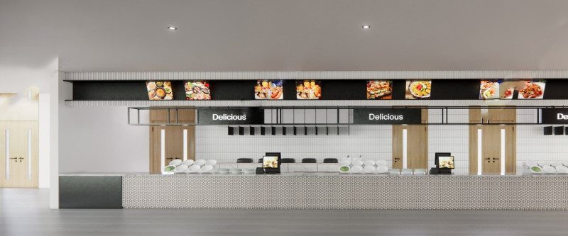 SU Fine Model of Modern Cafeteria Space Scheme Modelo 3D .c4d .max .obj .3ds .fbx .stl .blend 
