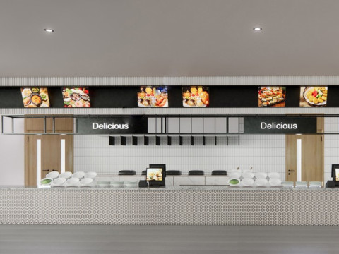 SU Fine Model of Modern Cafeteria Space Scheme Modelo 3D