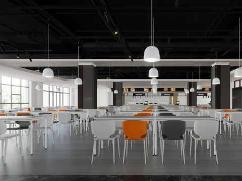 SU Fine Model of Modern Cafeteria Space Scheme Modelo 3D