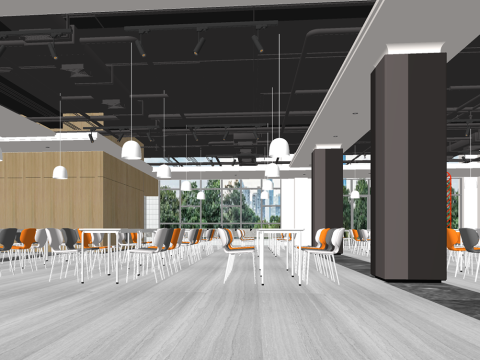 SU Fine Model of Modern Cafeteria Space Scheme Modelo 3D