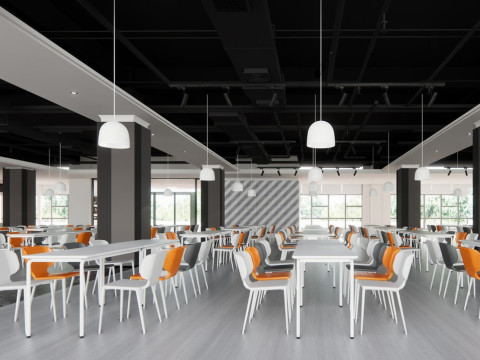 SU Fine Model of Modern Cafeteria Space Scheme Modelo 3D