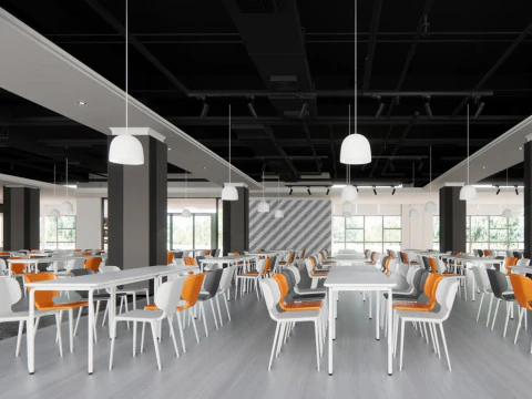 SU Feines Modell eines modernen Cafeteria-Raumkonzepts 3D Modell