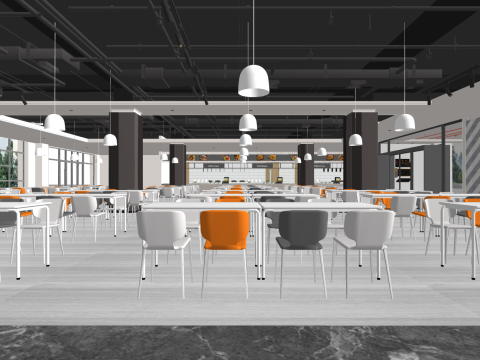 SU Fine Model of Modern Cafeteria Space Scheme Modelo 3D