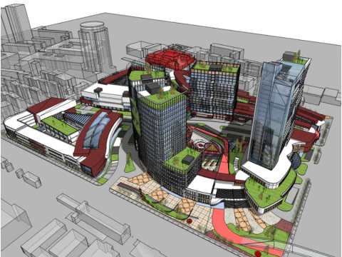 Model nowoczesnego budynku komercyjnego SketchUp na 21. piętrze Model 3D