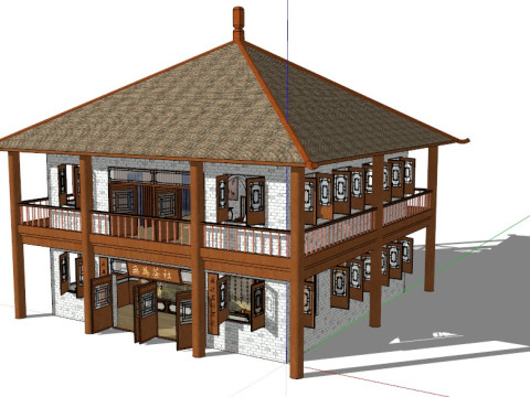 Specialty restaurant cafe sketchup model design 7 sets packed 3D Model