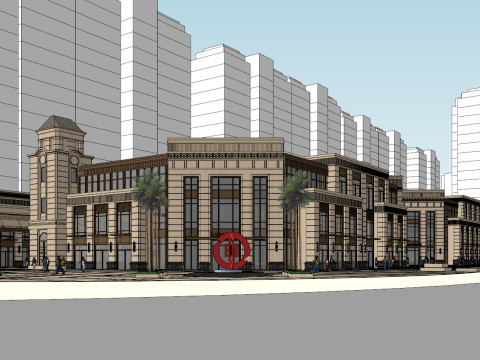 SU Model of Featured Classical Art Commercial Street 3D 模型