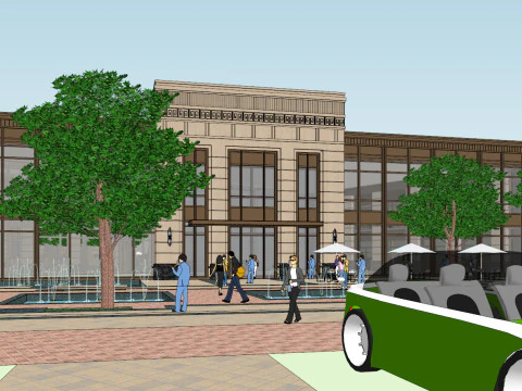 SU Model of Featured Classical Art Commercial Street 3D Model