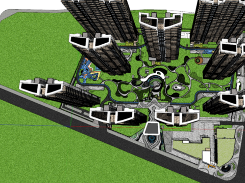 SU Model of High-rise Building in Modern Style Community Modèle 3D