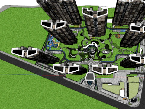 SU Model wieżowca w społeczności nowoczesnego stylu Model 3D