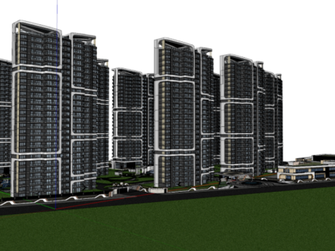 SU Model of High-rise Building in Modern Style Community Model 3D