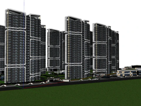 SU Model of High-rise Building in Modern Style Community 3D Model