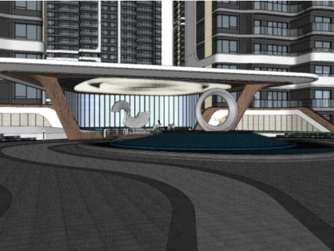 SU Model of High-rise Building in Modern Style Community 3D Model