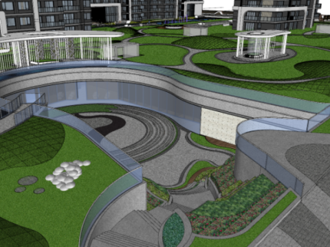 SU Model of High-rise Building in Modern Style Community Model 3D