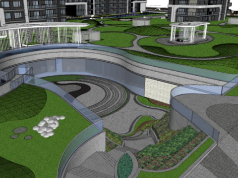 SU Model of High-rise Building in Modern Style Community 3D Model
