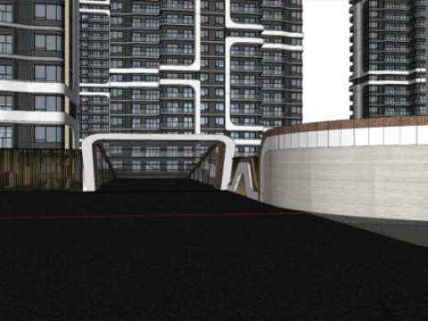 SU Model of High-rise Building in Modern Style Community 3D Model