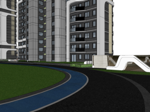 SU Model of High-rise Building in Modern Style Community Model 3D