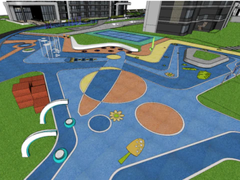 SU Model of High-rise Building in Modern Style Community 3D Model