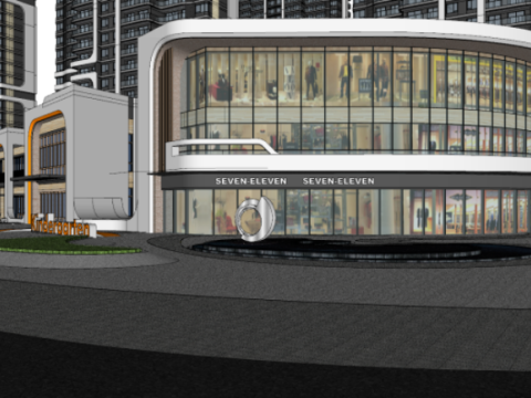 SU Model of High-rise Building in Modern Style Community Model 3D