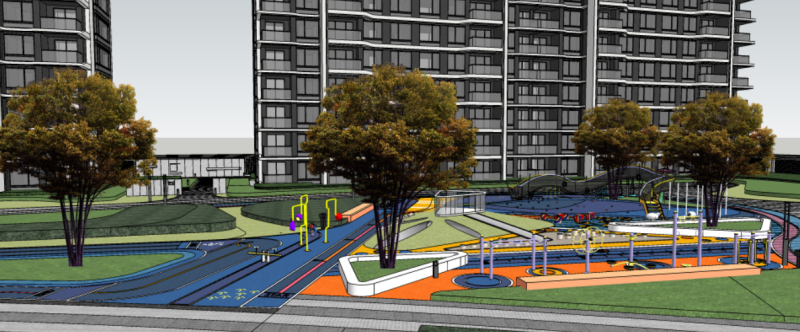 Modern urban residential landscape complete large area su model 3D 模型 .c4d .max .obj .3ds .fbx .stl .blend 