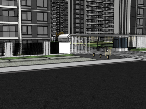 Modern urban residential landscape complete large area su model 3D 模型