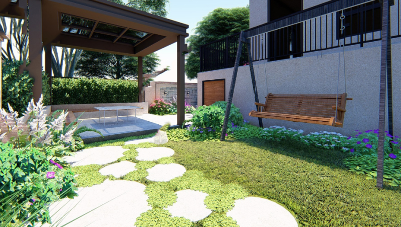 Modern style garden fine sketchup model Modelo 3D .c4d .max .obj .3ds .fbx .stl .blend 