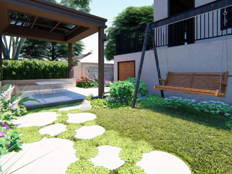 Model do szkicowania ogrodu w nowoczesnym stylu Model 3D