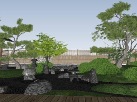 Modern style dry landscape courtyard landscape SU model 3Dモデル