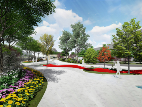 Modern style cultural theme square design su model Modello 3D