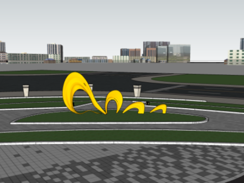 Modern style cultural theme square design su model Modello 3D