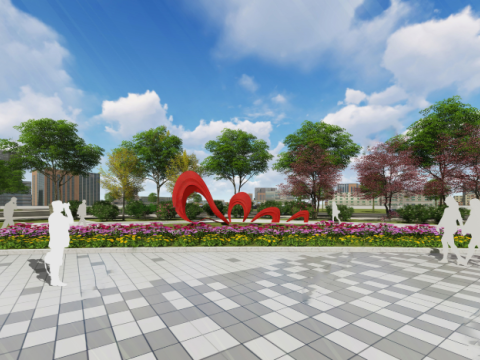 Modern style cultural theme square design su model Modello 3D