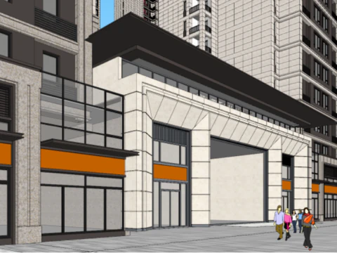 SU Model of Modern Central Garden-High Office Building 3D Model