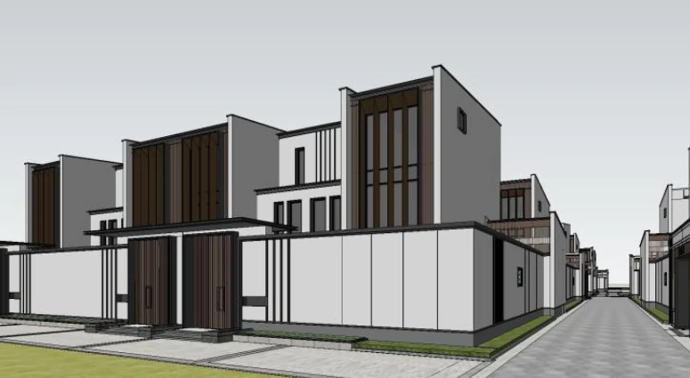 SU model for villa courtyard residences 3D Model .c4d .max .obj .3ds .fbx .stl .blend 