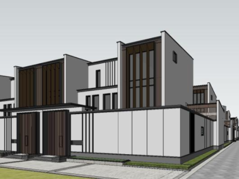 SU model for villa courtyard residences 3D 模型