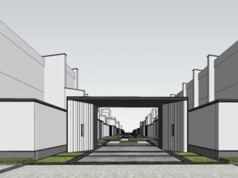 SU model for villa courtyard residences 3D Model