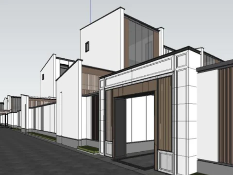 SU model for villa courtyard residences 3D Model