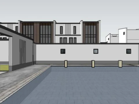 SU model for villa courtyard residences 3D Model