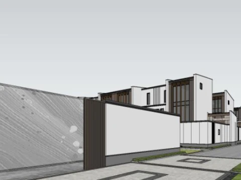SU model for villa courtyard residences 3D Model