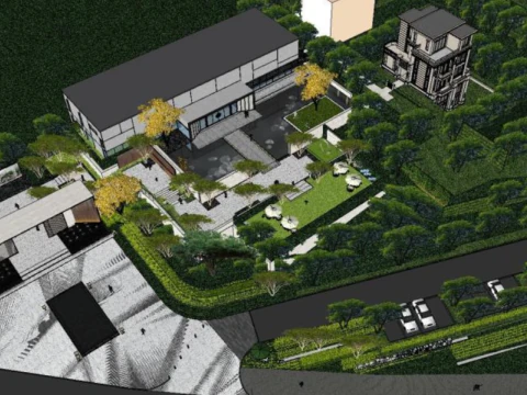 आधुनिक शैली प्रदर्शन क्षेत्र का लैंडस्केप स्केच मॉडल 3D मॉडल