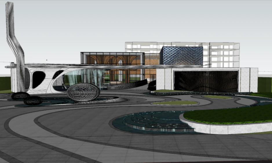 SU Model of Landscape of Modern Heterogeneous Exhibition Area-Demonstration Area 3D Model .c4d .max .obj .3ds .fbx .stl .blend