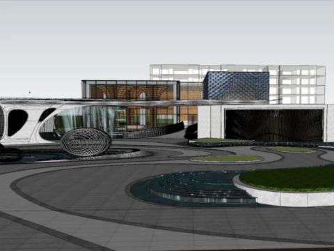 Modelo SU de paisaje de &aacute;rea de exposici&oacute;n-&aacute;rea de demostraci&oacute;n heterog&eacute;nea moderna Modelo 3D