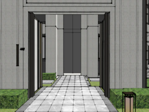 SU model of modern demonstration zone architecture 3D Model