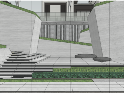 SU model of modern demonstration zone architecture 3D Модель