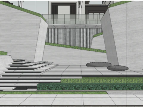 SU model of modern demonstration zone architecture 3D Model