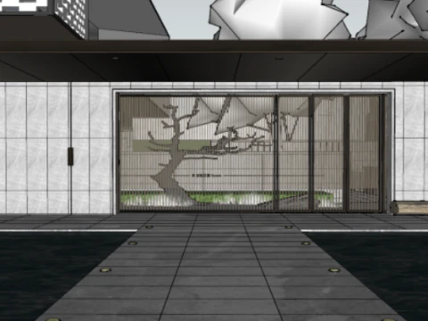 SU model of modern demonstration zone architecture 3D Model