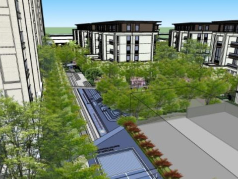 SU Scene Model of Modern Residential Landscape 3D Модель